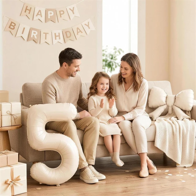 Alt view image 3 of 7 - C 40 Inch Number 4 Balloon with Bow, Giant Self Inflating Beige Foil Numbers 0-9 with Bow Balloon for 4th Birthday Balloon for Girls Women Ivory White Sand Helium Balloons for Birthday Party Cream