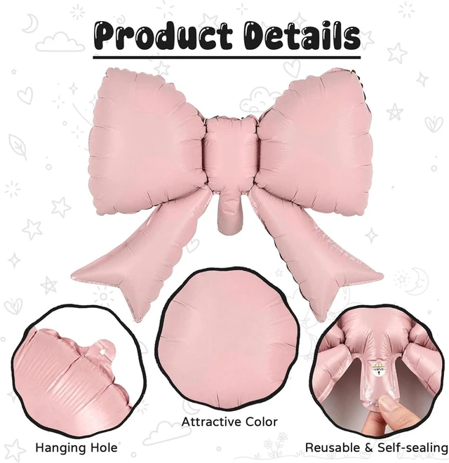 Alt view image 4 of 7 - C Dusty Pink 2 Balloons with Bow Balloons,40In Giant Self Inflating Pastel Pink Foil Numbers 0-9 with Bow Balloon for 2nd Birthday, Digital 2 Helium Balloon for Graduation Princess Party Decorations