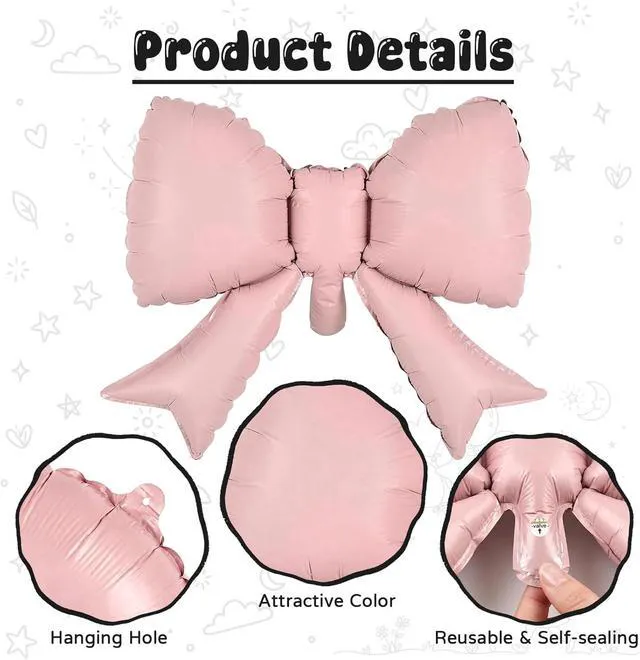 Alt view image 4 of 7 - C 40In Dusty Pink Number 5 with Bow Balloons, Giant Self Inflating Pastel Pink Foil Numbers 0-9 with Bow for 5th Birthday Decoration, Digital 5 Helium Balloons for Baby Shower Princess Party Supplies
