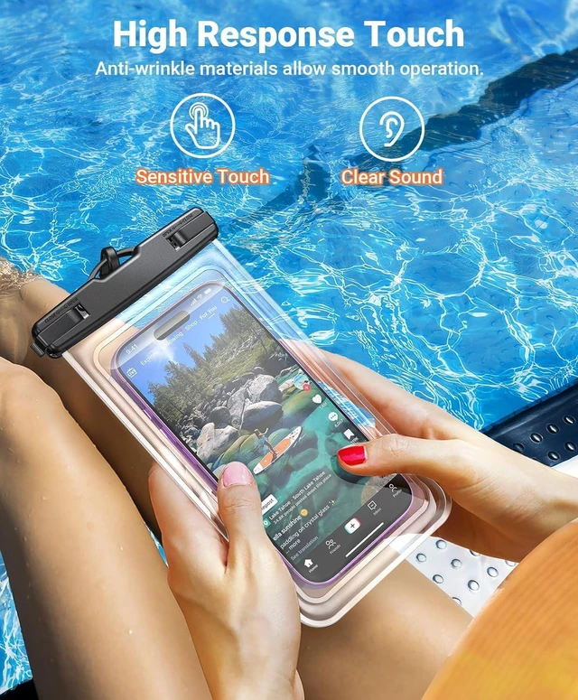 Alt view image 3 of 7 - 2 Pack Coolpow Waterproof Phone PouchEasy Lock & Heavy DutyIPX8 Water Proof Cell Phone Dry Bag for Beach Vacation Waterproof Phone Case With Lanyard Protector for iPhone17 Samsung All 4-7" Phone