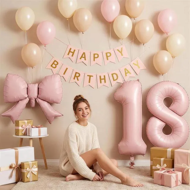Alt view image 6 of 7 - C 40In Dusty Pink Number Balloons 0-9 with Bow Balloon, Giant Self Inflating Pastel Pink Foil Number 0 with Bow Balloon, Digital 0 Helium Balloons for Graduation Baby Shower Princess Party Decoration