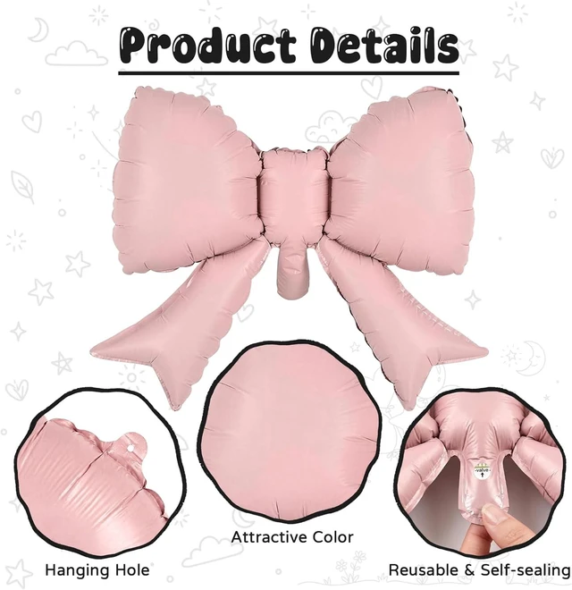 Alt view image 4 of 7 - C 40In Dusty Pink Number 7 with Bow Balloons, Giant Self Inflating Pastel Pink Foil Numbers 0-9 with Bow for 7th Birthday Decoration, Digital 7 Helium Balloons for Baby Shower Princess Party Supplies