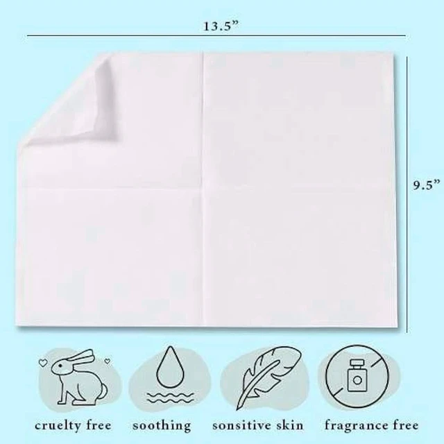 Alt view image 2 of 5 - Disposable Dry Wipes, 50 Pack Ultra Soft Non-Moistened CNF Cleansing Cloths for Adults, Incontinence, Baby Care, Face Makeup Removal 9.5" x 13.5" - Hospital Grade, Durable
