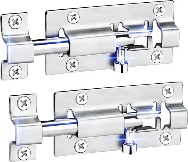 Main image of 2 Pack Barrel Bolt Latch, 3 Inches Slide Latch Lock Thickened Stainless Steel Sliding Locks for Door Sliding Bolt Lock Latches with 12PCS Screws Brushed