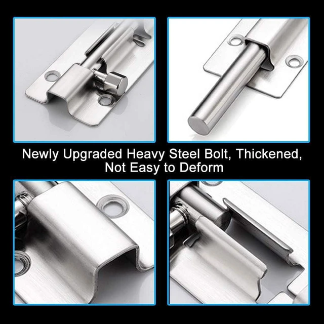 Alt view image 2 of 7 - 2 Pack Barrel Bolt Latch, 3 Inches Slide Latch Lock Thickened Stainless Steel Sliding Locks for Door Sliding Bolt Lock Latches with 12PCS Screws Brushed