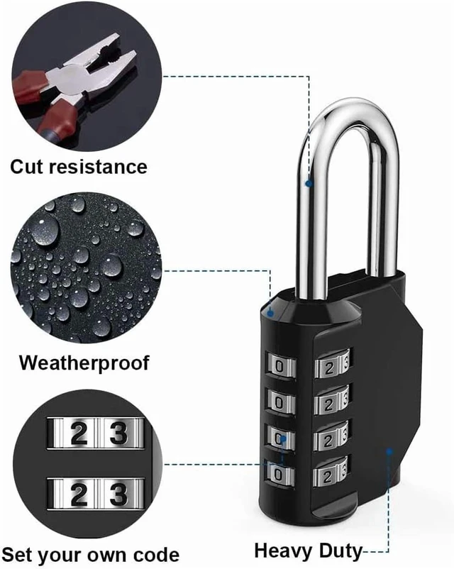 Alt view image 2 of 7 - CNF Combination Lock Resettable 4 Digit Padlock with Combination, AIHYTU Waterproof and Heavy Duty Combination Padlock Outdoor for School Gym Locker, Fence Gate,Toolbox,Employee Hasp Locker 2 Pack