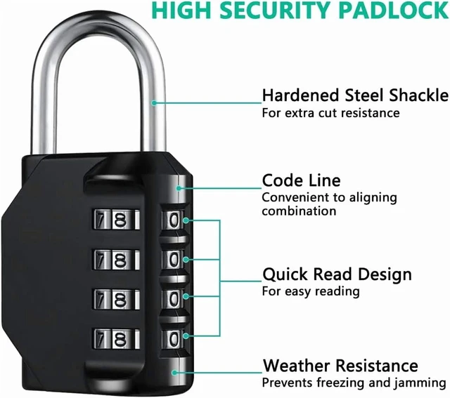Alt view image 4 of 7 - CNF Combination Lock Resettable 4 Digit Padlock with Combination, AIHYTU Waterproof and Heavy Duty Combination Padlock Outdoor for School Gym Locker, Fence Gate,Toolbox,Employee Hasp Locker 2 Pack
