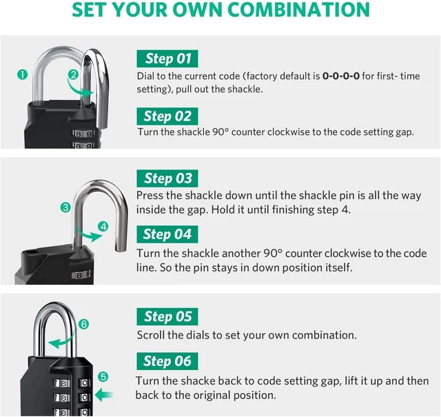 Alt view image 6 of 7 - CNF Combination Lock Resettable 4 Digit Padlock with Combination, AIHYTU Waterproof and Heavy Duty Combination Padlock Outdoor for School Gym Locker, Fence Gate,Toolbox,Employee Hasp Locker 2 Pack