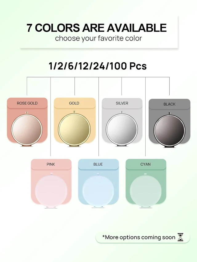 Alt view image 4 of 7 - CozyNestFinds Compact Mirror for Purse, Double-Sided 1X/2X Magnifying Metal Pocket Makeup Mirrors(Round, Cyan)
