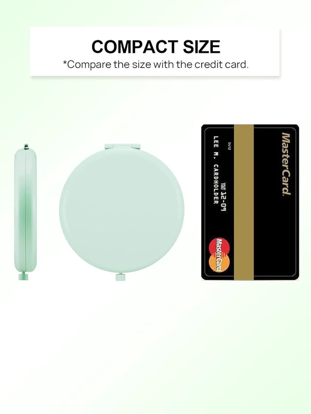 Alt view image 2 of 7 - CozyNestFinds Compact Mirror for Purse, Double-Sided 1X/2X Magnifying Metal Pocket Makeup Mirrors(Round, Cyan)