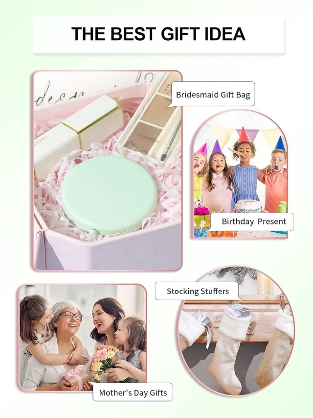 Alt view image 7 of 7 - CozyNestFinds Compact Mirror for Purse, Double-Sided 1X/2X Magnifying Metal Pocket Makeup Mirrors(Round, Cyan)