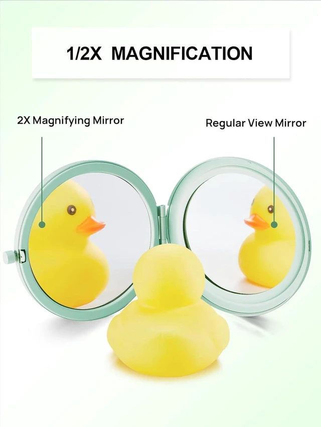 Alt view image 3 of 7 - CozyNestFinds Compact Mirror for Purse, Double-Sided 1X/2X Magnifying Metal Pocket Makeup Mirrors(Round, Cyan)