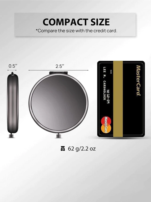 Alt view image 2 of 7 - CozyNestFinds Compact Mirror for Purse, Double-Sided 1X/2X Magnifying Metal Pocket Makeup Mirrors(Round, Onyx Black)