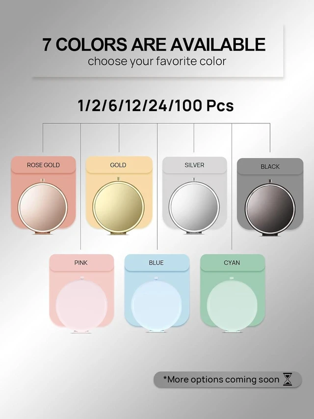 Alt view image 5 of 7 - CozyNestFinds Compact Mirror for Purse, Double-Sided 1X/2X Magnifying Metal Pocket Makeup Mirrors(Round, Onyx Black)