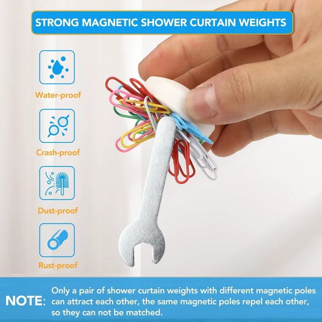Alt view image 3 of 6 - 8 Pcs Shower Curtain Weights, Silicone Wrapped Heavy Duty Shower Curtain Magnets, Curtain Weights Heavy Outdoor, Prevent Curtain Liner from Blowing Around, Work for Drapery, Flag, Tablecloth(4 Pairs)