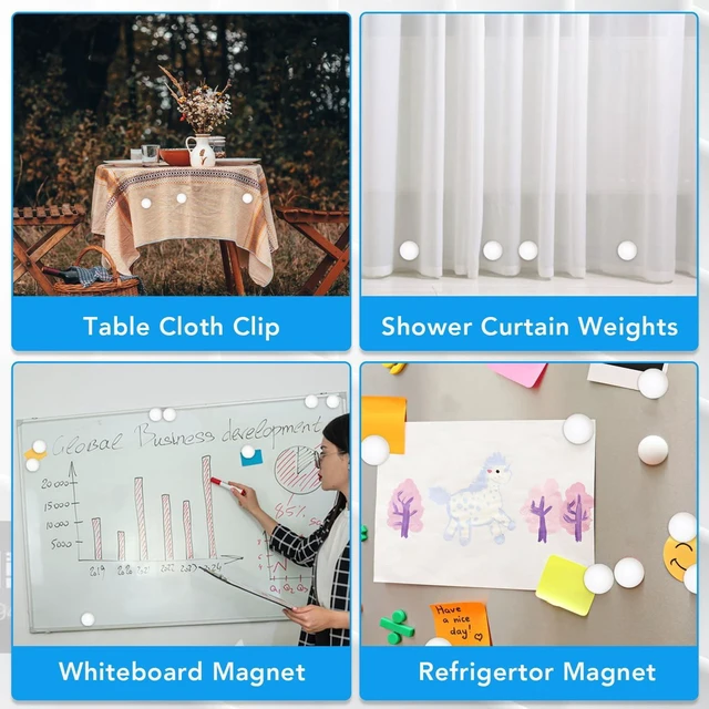 Alt view image 6 of 6 - 8 Pcs Shower Curtain Weights, Silicone Wrapped Heavy Duty Shower Curtain Magnets, Curtain Weights Heavy Outdoor, Prevent Curtain Liner from Blowing Around, Work for Drapery, Flag, Tablecloth(4 Pairs)