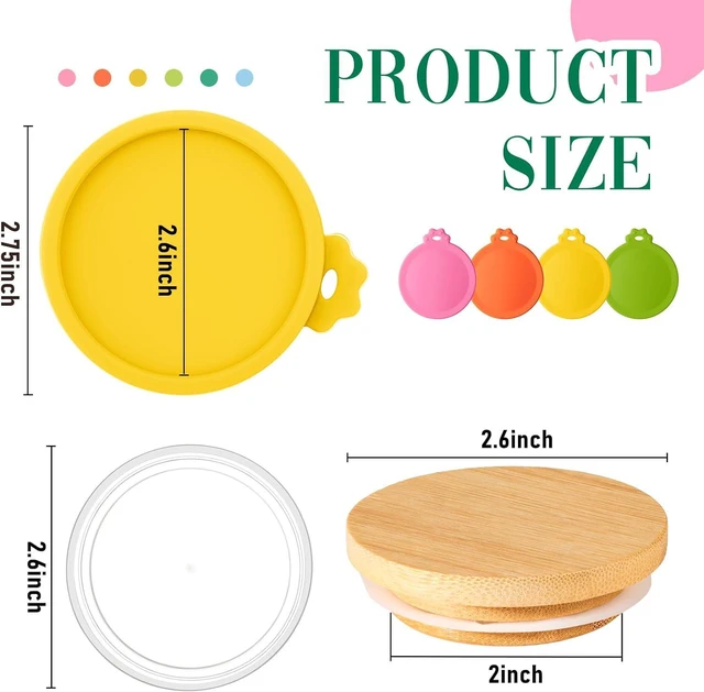 Alt view image 2 of 6 - KitchenKey 12 Pcs Yogurt Jar Lids Clear Plastic Silicone and Bamboo Wood Container Lids with Sealing Rings Reusable Replacement Covers Compatible with 5, 8, 10 Oz Oui Glass Jars