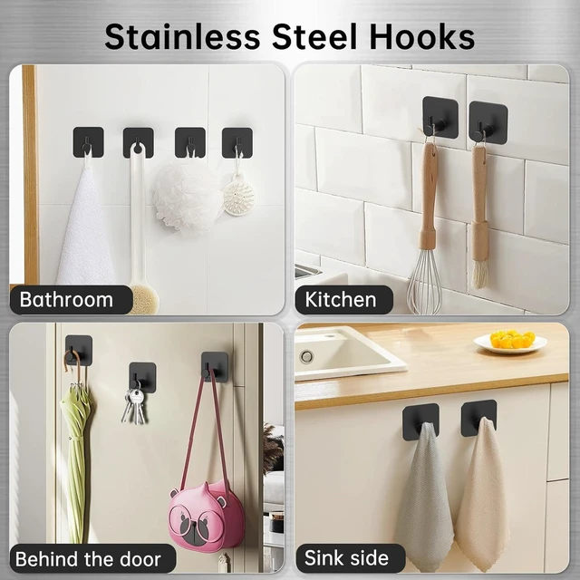 Alt view image 4 of 7 - RV Toilet Paper Holder - Self-Adhesive Wall Mount, No Drill Required, Black Stainless Steel, Includes 2 Hooks - RV Paper Towel Holder for Campers, Bathrooms, and Kitchens