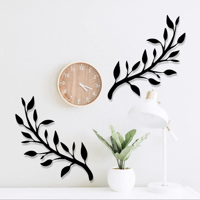Alt view image 2 of 7 - 2 Pieces Metal Tree Leaf Wall Décor Branch Leaf Wall Art for Indoor Outdoor Garden Home Bedroom Living Room Decorations (Black)