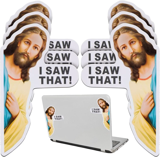 Main image of KitchenKey 6 Pcs I Saw That Jesus Magnetic Sticker Funny Cruise Car Magnets Waterproof Peeking Refrigerator Magnets Magnetic Decal for Christmas Kitchen Vehicle Laptop Locker, 3.54 x 5.91 Inches