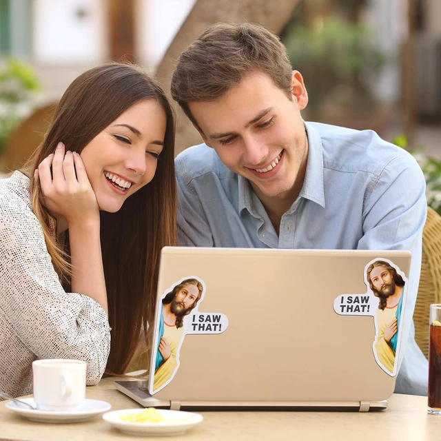 Alt view image 3 of 7 - KitchenKey 6 Pcs I Saw That Jesus Magnetic Sticker Funny Cruise Car Magnets Waterproof Peeking Refrigerator Magnets Magnetic Decal for Christmas Kitchen Vehicle Laptop Locker, 3.54 x 5.91 Inches
