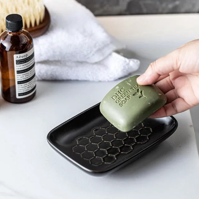 Alt view image 3 of 7 - CozyNestFinds Soap Dish for Shower, Bar Soap Holder, Ceramic Soap Dishes for Bar Soap, Sponge Holder Soap Saver Soap Tray for Bathroom Kitchen Sink, 5.5 Inch, Black