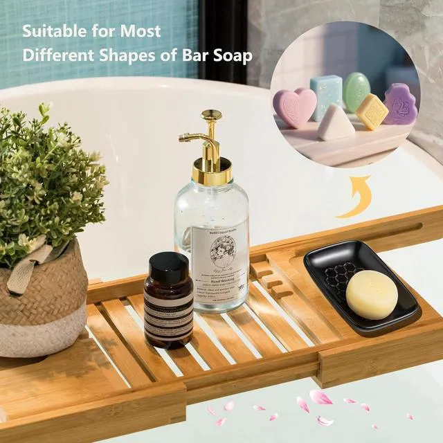 Alt view image 6 of 7 - CozyNestFinds Soap Dish for Shower, Bar Soap Holder, Ceramic Soap Dishes for Bar Soap, Sponge Holder Soap Saver Soap Tray for Bathroom Kitchen Sink, 5.5 Inch, Black