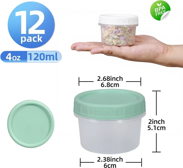 Alt view image 3 of 7 - Food Storage Containers, 12 Pack 4 oz Freezer Storage Containers with Twist Top Lids, Leakproof, BPA Free, Microwave & Dishwasher Safe Takeout Container - Ideal for Soup and More