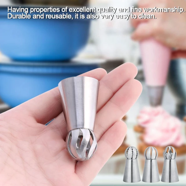 Alt view image 4 of 7 - KitchenKey Russian Ball Piping Tips Set with Bags,3 Pcs Russian Piping Tips Flower for Cake Decorating & 20 Disposable Pastry Bags 12inch for Frosting