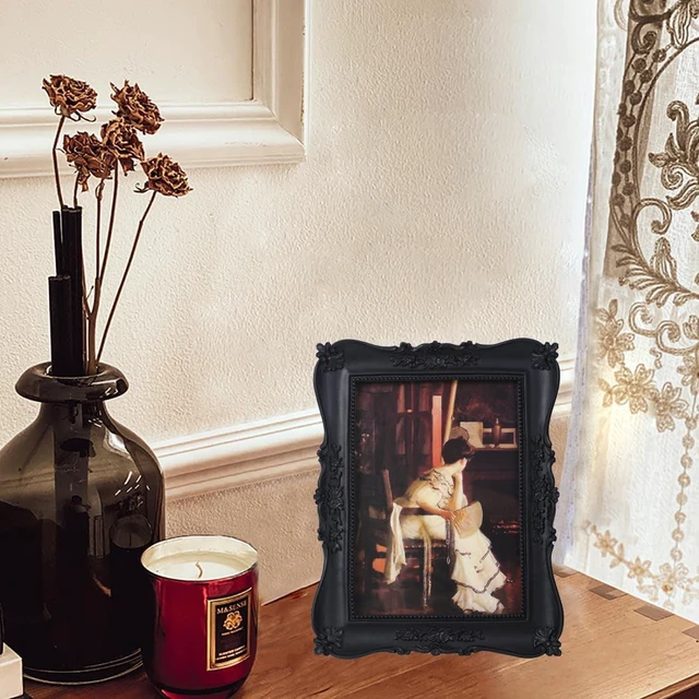 Alt view image 3 of 7 - CozyNestFinds Wallet Size Picture Frames 2.5 x 3.5 Small Vintage Picture Frames Antique Gallery Wall Decor with Victorian Style for Wall Mount and Tabletop Display Retro Home Decor, Black