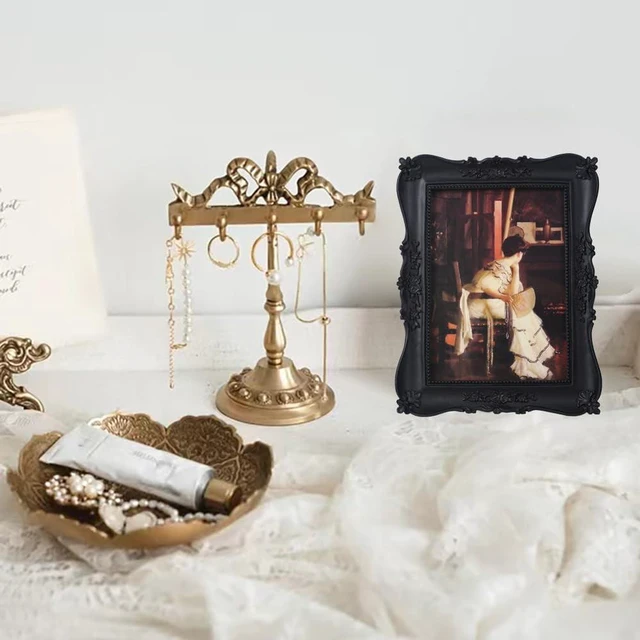 Alt view image 5 of 7 - CozyNestFinds Wallet Size Picture Frames 2.5 x 3.5 Small Vintage Picture Frames Antique Gallery Wall Decor with Victorian Style for Wall Mount and Tabletop Display Retro Home Decor, Black