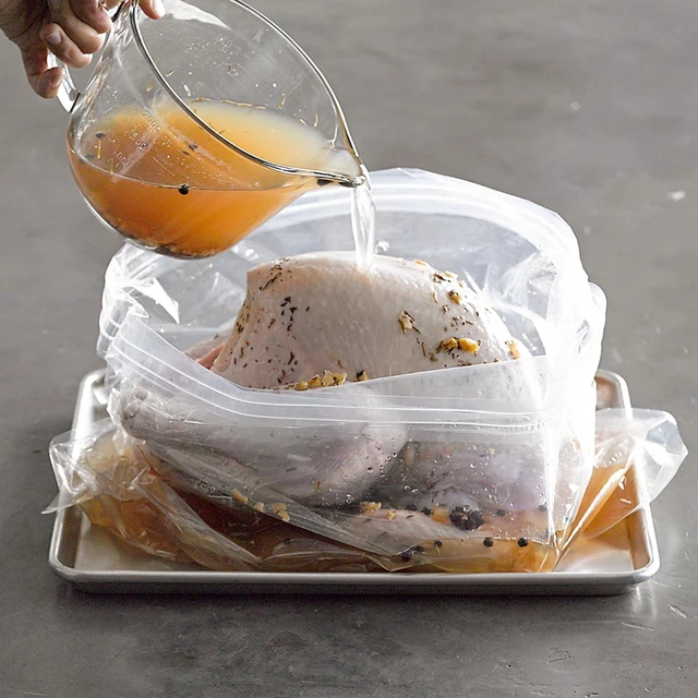 Alt view image 3 of 6 - CozyNestFinds Turkey Brine Bags,22" x26", 2 Pack,Bring Bag For Turkeys Can Holds Up 35lb, Brine Bag For Turkey With 2 Removable Zipper Assist Clips And Cotton Strings, Thickened Turkeys Marinade bags