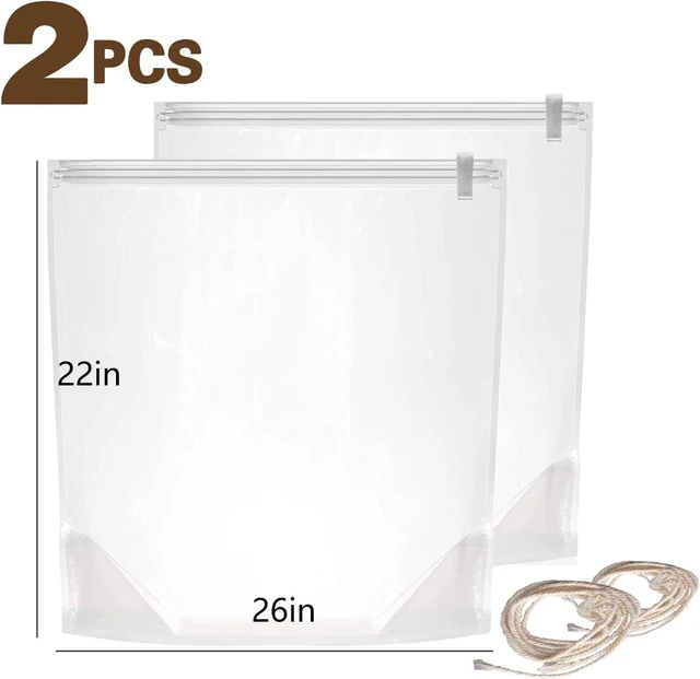 Alt view image 2 of 6 - CozyNestFinds Turkey Brine Bags,22" x26", 2 Pack,Bring Bag For Turkeys Can Holds Up 35lb, Brine Bag For Turkey With 2 Removable Zipper Assist Clips And Cotton Strings, Thickened Turkeys Marinade bags