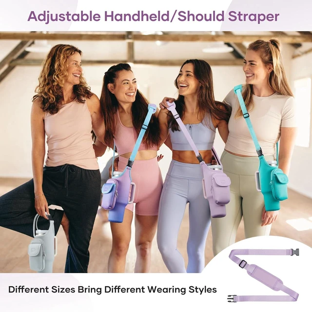Alt view image 5 of 7 - CozyNestFinds Carrier Bag with Phone&Flap Pockets for Stanley 40/30oz Tumbler with Handle, Insulated Neoprene Cup Holder Carrier Bag w/Shoulder & Handheld Strap Fits Stanley Cup Accessories