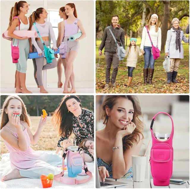 Alt view image 7 of 7 - CozyNestFinds Carrier Bag with Phone&Flap Pockets for Stanley 40/30oz Tumbler with Handle, Insulated Neoprene Cup Holder Carrier Bag w/Shoulder & Handheld Strap Fits Stanley Cup Accessories