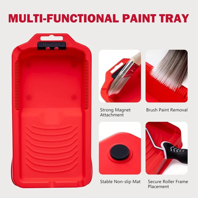 Alt view image 6 of 7 - 4 Inch Paint Roller Kit, 12-Piece Professional Tray Set with 6 Microfiber Sleeves, Liner & Cover, Handle, 1.5" Angled Brush - for Walls, Ceilings, Cabinets, DIY & Pro Painting