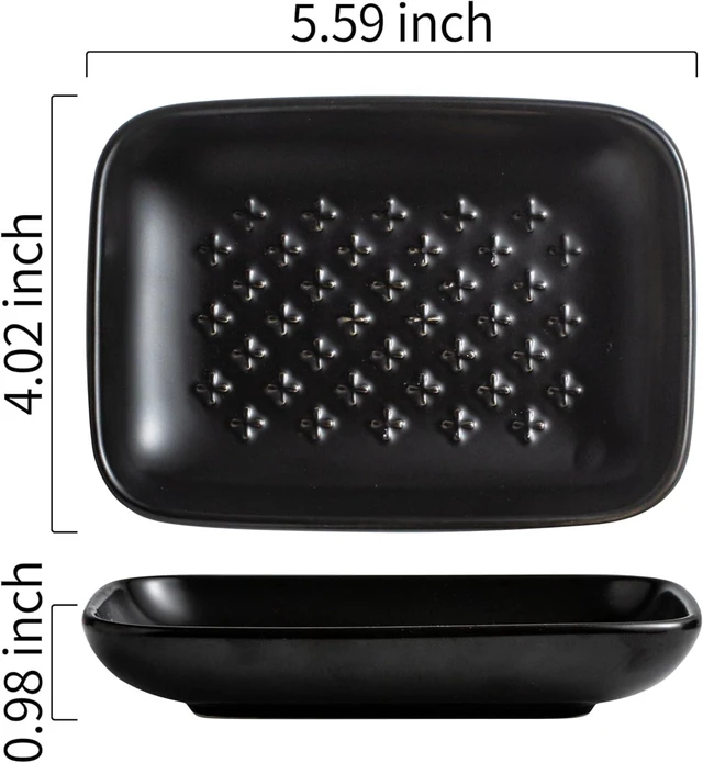Alt view image 2 of 7 - CozyNestFinds Soap Dish, Shower Soap Holder, Ceramic Soap Dishes for Bar Soap Sponge Shampoo, Soap Saver Tray for Bathroom Kitchen Sink Counter, 5.5 Inch, Black