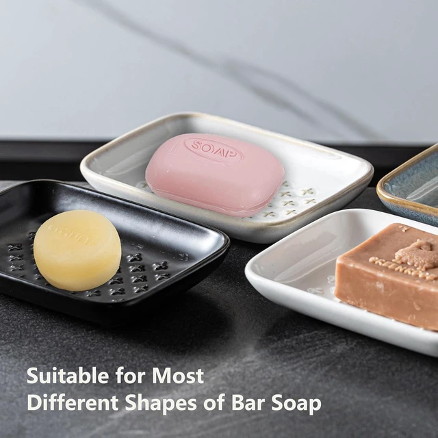 Alt view image 3 of 7 - CozyNestFinds Soap Dish, Shower Soap Holder, Ceramic Soap Dishes for Bar Soap Sponge Shampoo, Soap Saver Tray for Bathroom Kitchen Sink Counter, 5.5 Inch, Black