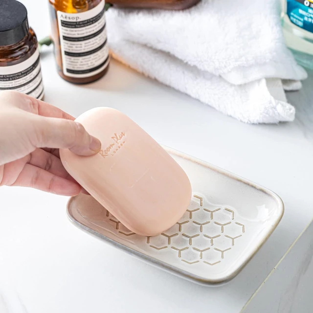 Alt view image 3 of 7 - CozyNestFinds Soap Dish for Shower, Bar Soap Holder, Ceramic Soap Dishes for Bar Soap, Sponge Holder Soap Saver Soap Tray for Bathroom Kitchen Sink, 5.5 Inch, Beige