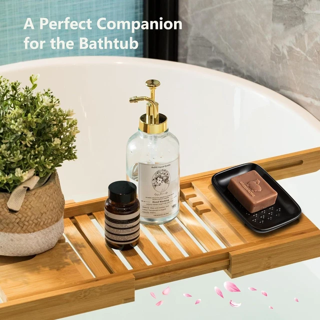 Alt view image 6 of 7 - CozyNestFinds Soap Dish, Shower Soap Holder, Ceramic Soap Dishes for Bar Soap Sponge Shampoo, Soap Saver Tray for Bathroom Kitchen Sink Counter, 5.5 Inch, Black