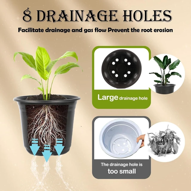 Alt view image 3 of 7 - CozyNF 100 Packs 4 5 6 Inch Nursery Pots, Plastic Nursery Pots for Plants with Drainage Holes, Seed Starting Garden Pots of Flower Plant Container for Succulents, Transplanting (100, 4 Inch)
