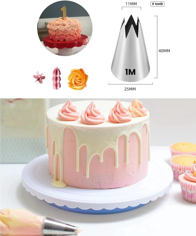 Alt view image 2 of 7 - KitchenKey 1M 2D 2F Piping Tip Set,3 Pcs Large Decorating Tips with 20 Pcs Disposable Icing Bags 12inch for Cake Cupcake Decorating