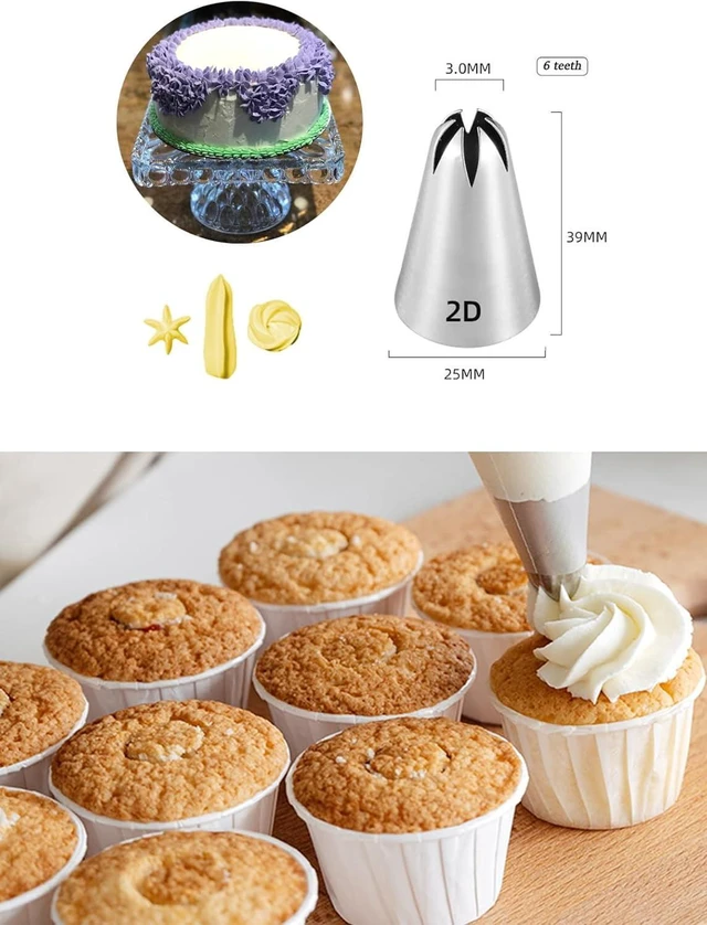 Alt view image 3 of 7 - KitchenKey 1M 2D 2F Piping Tip Set,3 Pcs Large Decorating Tips with 20 Pcs Disposable Icing Bags 12inch for Cake Cupcake Decorating