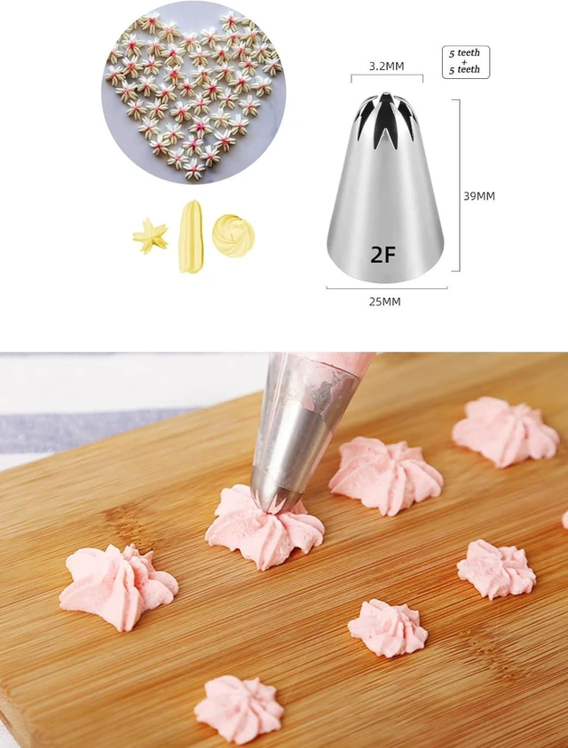 Alt view image 4 of 7 - KitchenKey 1M 2D 2F Piping Tip Set,3 Pcs Large Decorating Tips with 20 Pcs Disposable Icing Bags 12inch for Cake Cupcake Decorating