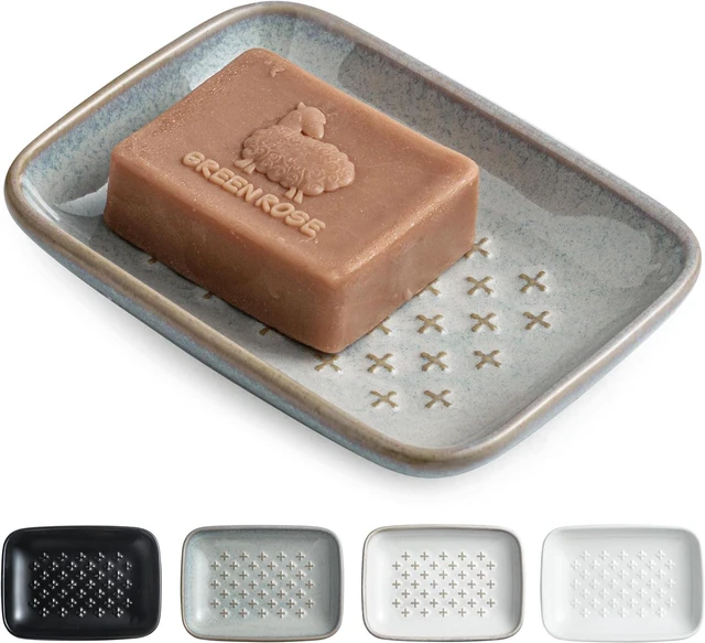 Main image of CozyNestFinds Soap Dish, Shower Soap Holder, Ceramic Soap Dishes for Bar Soap Sponge Shampoo, Soap Saver Tray for Bathroom Kitchen Sink Counter, 5.5 Inch, Gray