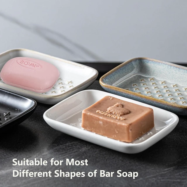 Alt view image 4 of 7 - CozyNestFinds Soap Dish, Shower Soap Holder, Ceramic Soap Dishes for Bar Soap Sponge Shampoo, Soap Saver Tray for Bathroom Kitchen Sink Counter, 5.5 Inch, Gray