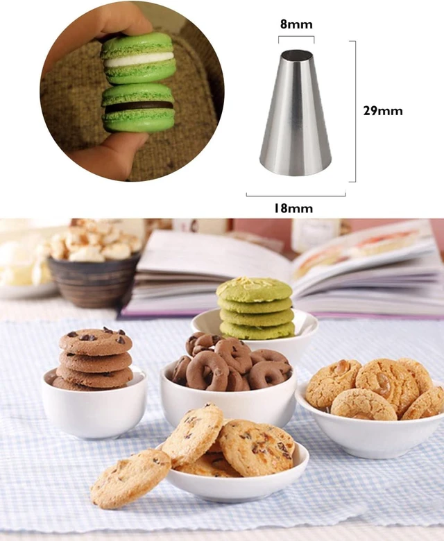 Alt view image 2 of 7 - KitchenKey Macaron Piping Tips with Bags - #12 Round Piping Tips for Macarons,-Disposable Pastry Bags 12 Inch for Frosting &Cake Decorating