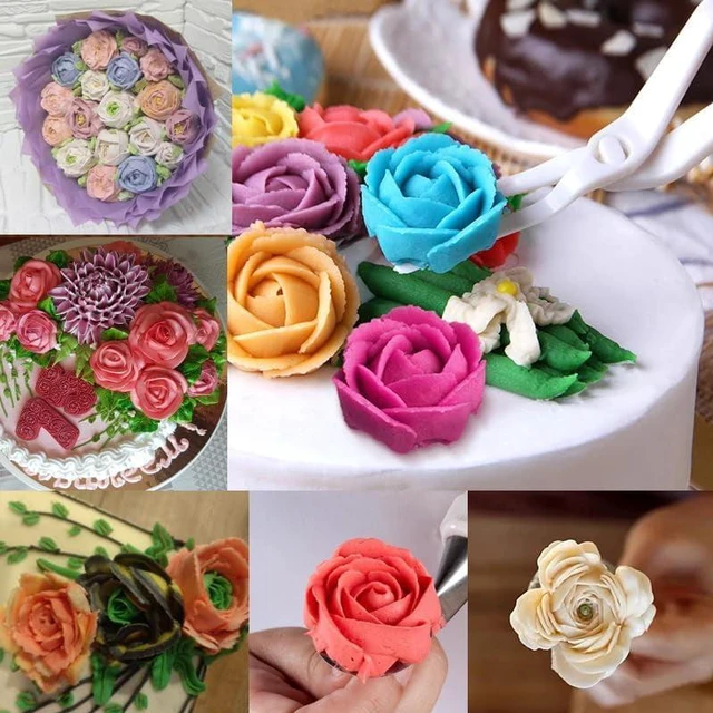 Alt view image 2 of 7 - KitchenKey Icing Kit With 124k, 125k, 126k Piping Tips Set, 2 Flower Nails, 4 Lifters for Buttercream Flowers and Elegant Cake Decorations