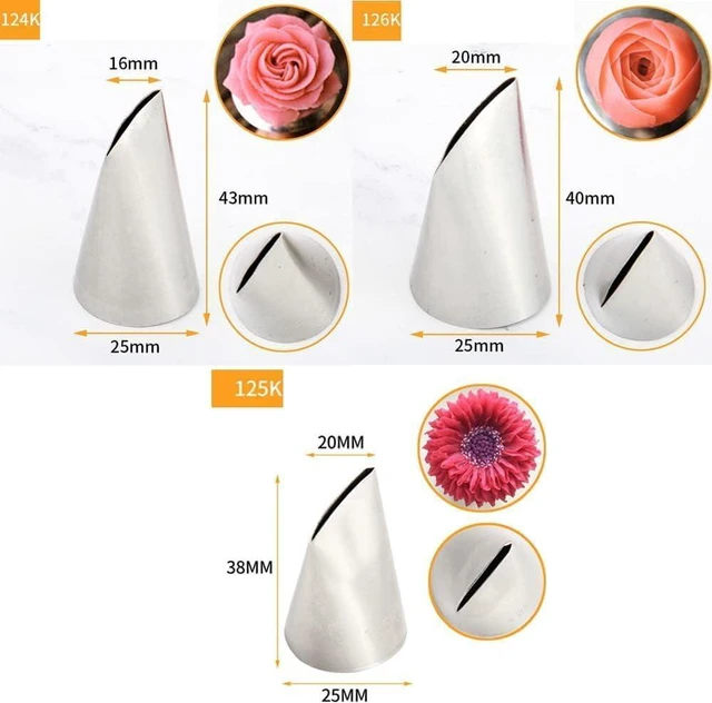Alt view image 4 of 7 - KitchenKey Icing Kit With 124k, 125k, 126k Piping Tips Set, 2 Flower Nails, 4 Lifters for Buttercream Flowers and Elegant Cake Decorations