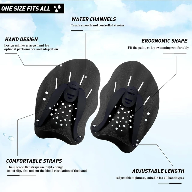 Alt view image 4 of 6 - CozyNestFinds Swim Paddles With Adjustable Straps - Hand Paddles for Lap Swimming, Equipment for Women, Men, Children (1 Pair)